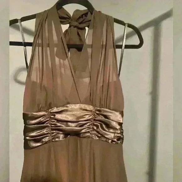 Connected‎ Apparel Women’s Brown MIDI Halter Dress Size 10 - Picture 2 of 13